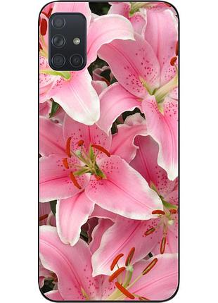 Силиконовый чехол для samsung a71 galaxy a715f с картинкой лилии
