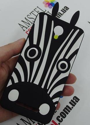 Об'ємний 3d силіконовий чохол для xiaomi redmi note 2 зебра
