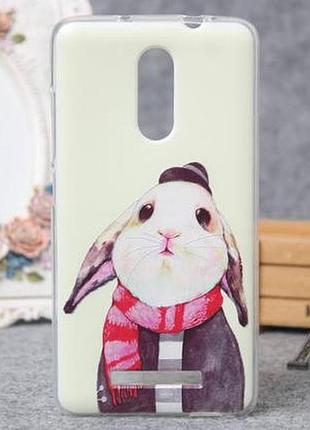Силиконовый чехол накладка для xiaomi redmi note 3 с картинкой заяц