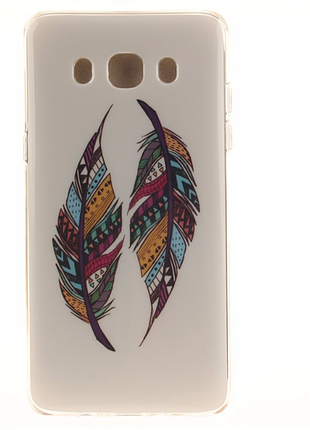 Оригинальный чехол панель накладка для samsung galaxy j710 2016 с рисунком два пера