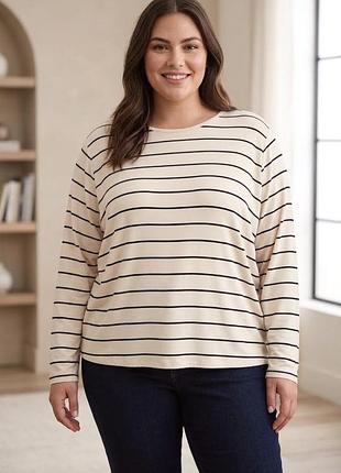 Вискозный джемпер old navy оригинал в полоску luxe / бежевый лонгслив тельняшка батал 54-56-58 2x