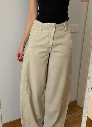 Джинси mango barrel fit оверсайз, бежеві, розмір xs/s