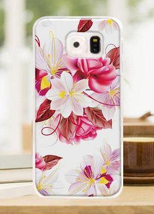 Оригинальный чехол с картинкой (силикон) для samsung galaxy s6 g920 цветы