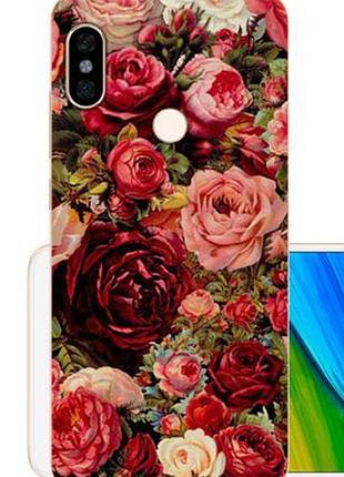 Силиконовый чехол бампер для xiaomi redmi note 5 с картинкой розы