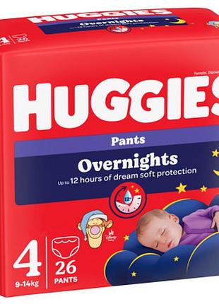 Підгузки huggies overnights pants трусики 4 9-14 кг 26 шт. (5029053581088)