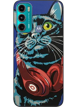 Силиконовый чехол epik для motorola moto g60 с картинкой кот с наушниками