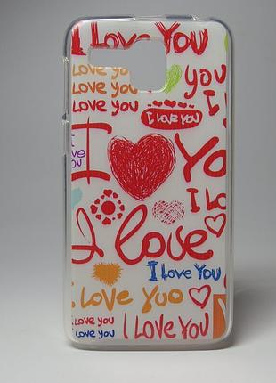 Чохол для lenovo a8/a808t панель накладка silikon i love you