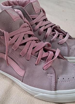 Высокие розовые замшевые кеды vans sk8-hi