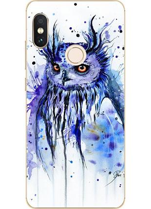 Силіконовий чохол для xiaomi redmi note 5 з картинкою сова акварель