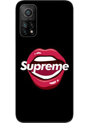 Силиконовый чехол для xiaomi mi 10t с картинкой губы supreme
