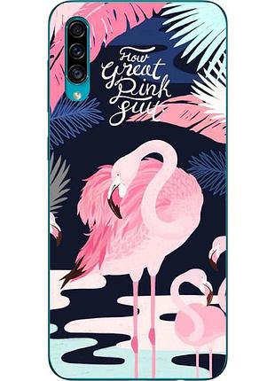 Бампер силиконовый чехол для samsung a30s galaxy a307f с картинкой фламинго
