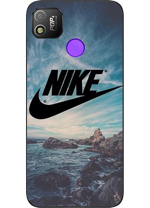 Силиконовый чехол для tecno pop 4 с картинкой логотип nike