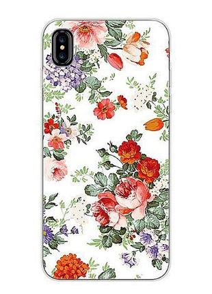 Силіконовий чохол бампер для iphone x з картинкою квіти