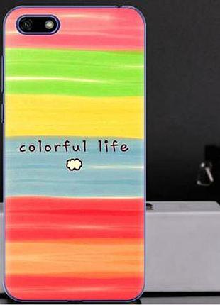 Оригинальный чехол бампер для huawei y5 2018 с картинкой colorful life