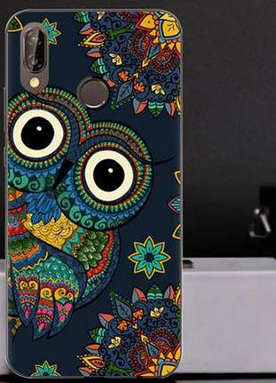 Силиконовый чехол бампер для huawei p20 lite с картинкой совушка