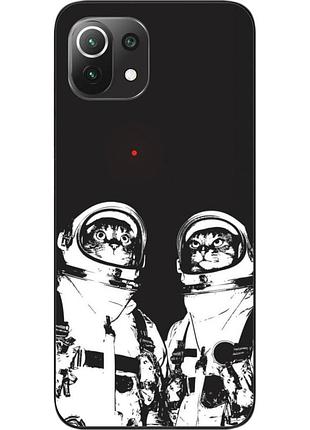Силіконовий чохол бампер для xiaomi mi 11 lite з картинкою космонавти коти