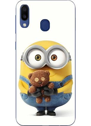 Силиконовый чехол бампер для samsung galaxy a30 2019 a305f с картинкой миньон с мишкой