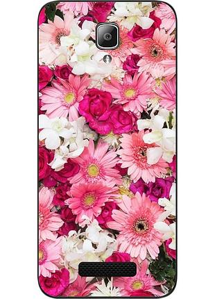 Чехол силиконовый для lenovo a1000 с картинкой цветы
