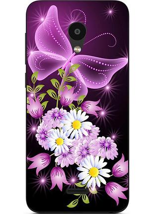Чохол силіконовий для meizu c9 з картинкою бузкова метелик