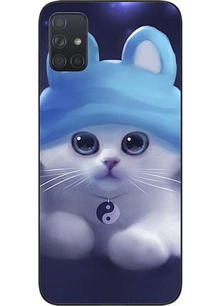 Бампер силіконовий чохол для samsung a71 galaxy a715f з картинкою котик