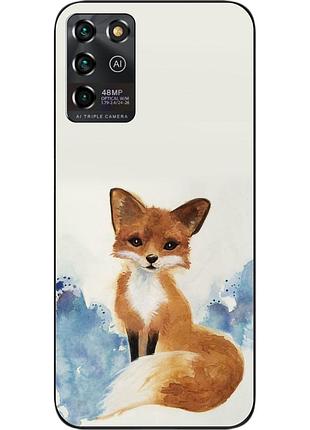 Силиконовый чехол для zte blade v30 vita с картинкой лиса