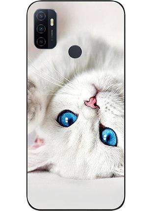 Оригинальный чехол для oppo a53 с картинкой белый кот