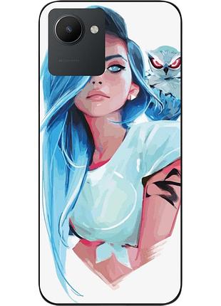Силиконовый чехол epik для realme c30 с картинкой девушка с совой