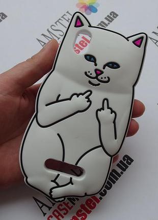 Об'ємний 3d силіконовий чохол для zte blade x3 / a452 білий кіт