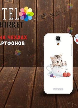 Чохол з картинкою (силікон) для doogee y100x котик в чашці