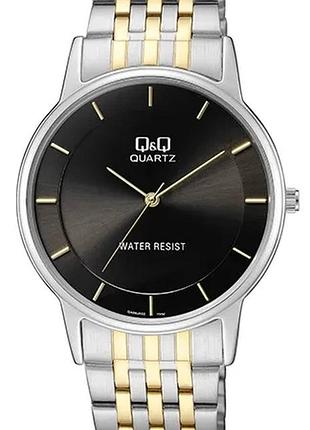 Мужские часы q&q qa56j402y комбинированный браслет водозащита 30 м чёрный циферблат
