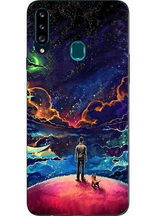 Чехол силиконовый для samsung a20s galaxy a207f с картинкой вселенная