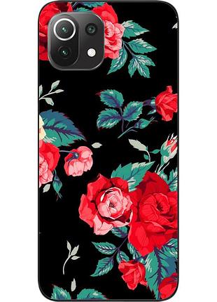 Силиконовый чехол бампер для xiaomi mi 11 lite с картинкой розы