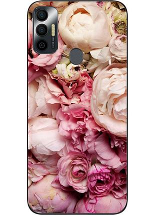 Чохол силіконовий для tecno spark 7 з картинкою півонії