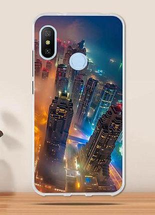 Силиконовый чехол накладка с принтом для xiaomi mi a2 / mi 6x город