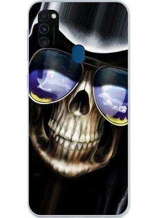 Силиконовый чехол с рисунком для samsung m30s galaxy m307f скелет в очках