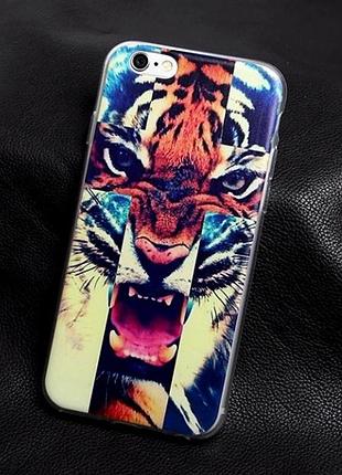 Чохол-накладка для iphone 6 / 6s з картинкою тигр у хресті