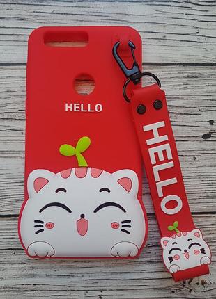 Об'ємний 3d силіконовий чохол для huawei honor 8 hello kitty кішечка червона