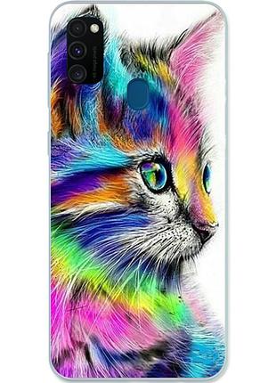 Силиконовый чехол с рисунком для samsung m30s galaxy m307f яркий котик