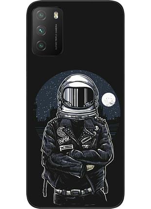 Силиконовый чехол бампер для xiaomi poco m3 с картинкой космонавт и луна