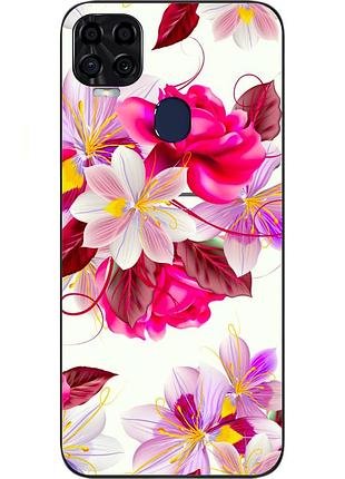 Силиконовый чехол для zte blade v2020 с картинкой яркие цветы