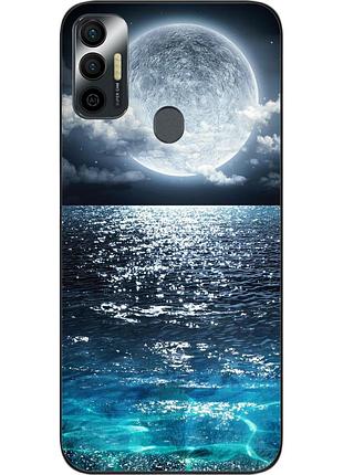 Чехол силиконовый для tecno spark 7 с картинкой луна