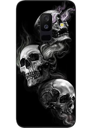 Бампер силиконовый чехол для samsung a6 plus 2018 galaxy a605f с картинкой три черепа