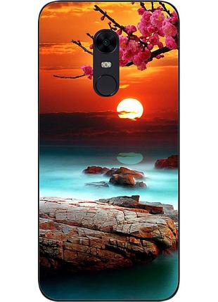Силіконовий чохол для xiaomi redmi 5 plus з картинкою гарний захід сонця
