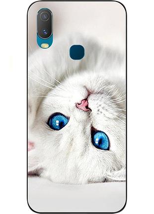 Силиконовый чехол для vivo y11 с картинкой белый кот