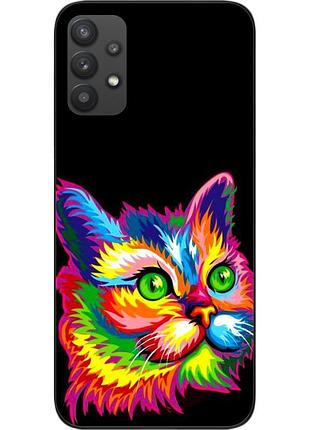 Силиконовый чехол для samsung a32 galaxy a325f с картинкой яркий кот