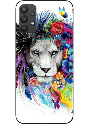 Силиконовый чехол для samsung a32 galaxy a325f с картинкой лев