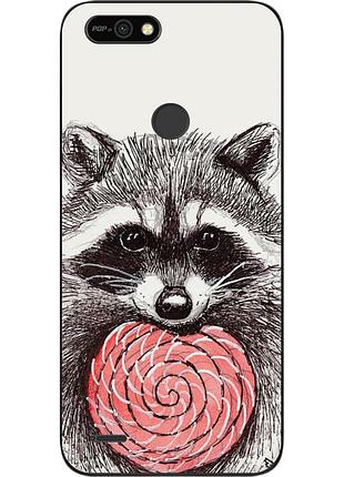 Силиконовый чехол для tecno pop 2f с картинкой енот