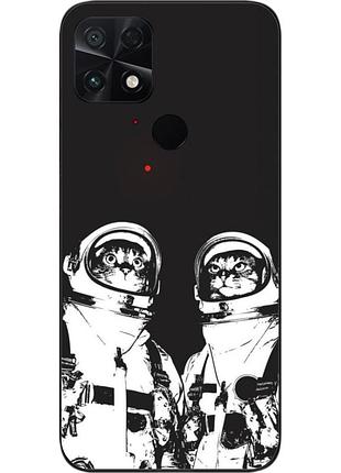 Силиконовый чехол бампер для xiaomi poco c40 с картинкой космонавты коты