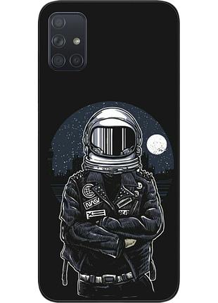 Силиконовый чехол бампер для samsung a71 galaxy a715f с картинкой космонавт и луна