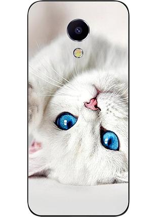 Чохол силіконовий для meizu m3 з картинкою білий котик